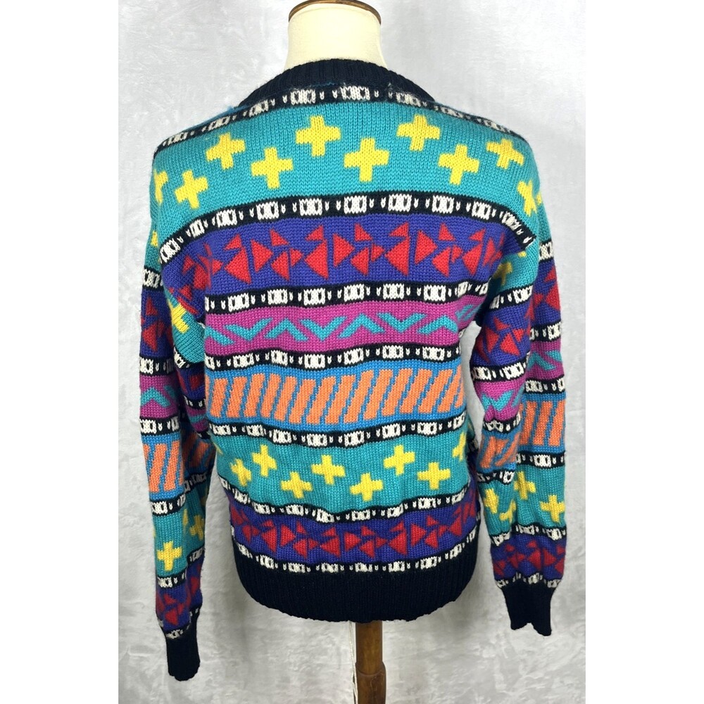 Vintage Columbia Women's Sweater 100% Wool Y2K Artsy Skiing Multi Size Medium - Picture 5 of 12